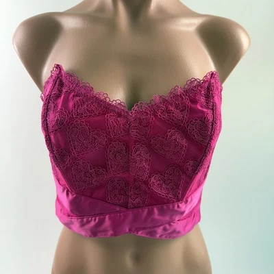Victoria's Secret Muy Sexy Satén y Encaje Sin Tirantes Deshuesado Corsé Rosa Top XL NUEVO CON ETIQUETAS Foto 1 de 4