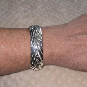 Mexico Heavy Sterling Silver Woven Cuff Bracelet - Picture 1 of 16
