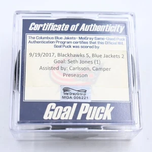 NHL Goal Scored Puck Seth Jones Columbus Blue Jackets Sept 19, 2017 vs. CHI - Picture 1 of 3