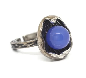 Anillo - Plata 800 - Bartel & Sohn - Ágata azul - Vintage Designer Modernist - Imagen 1 de 7