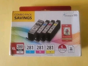 NUEVO ORIGINAL CANON COMBO 280XL Negro 281 Cartuchos de tinta tricolor y papel fotográfico - Imagen 1 de 3