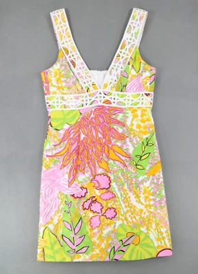 Vestido Trina Turk Secret Shift Talla 4 Floral Estampado Multicolor Flores Encaje Foto 1 de 4