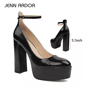 Women High Block Chunky Heels Platform Pump Ankle Strap Sexy OL Party Shoes - Picture 1 of 19