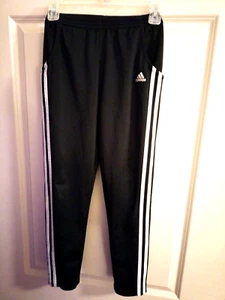 Adidas Youth Track Pants Black w/ White Stripes & Accents Size Medium (10/12) - Picture 1 of 4