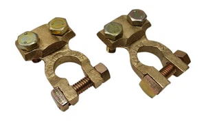 2x Solid brass Heavy Duty Car truck top post battery cable Wire terminals gold - Picture 1 of 5