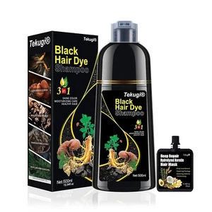 Black Hair Dye Shampoo 3-in-1 Herbal Gray Coverage for Men & Women - Picture 1 of 7