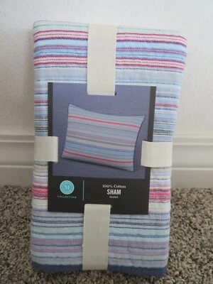 Новый с Ярлыками Martha Stewart мака Flora 100% хлопок стандарт подушка Sham мульти полоски $60 - Изображение 1 из 4
