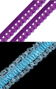 ca 2m elastische Spitze Rüschengummi Gummiband Borte Spitzenband Farbwahl - Bild 1 von 3