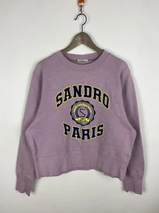 SANDRO Printed And Flocked College Sweatshirt Women’s Purple Sz 2 - Picture 1 of 21