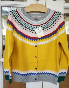 New Mini Boden Fair Isle Cardigan Sweater Yellow Multi Size 6 7 (05020B) - Picture 1 of 5