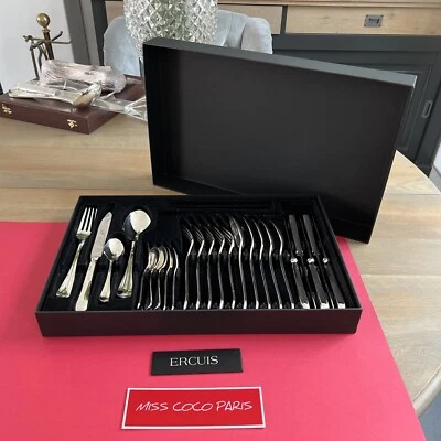 SET MENAGERE ERCUIS CITEAU 24P METAL ARGENTE  COFFRET  NEUF TRÈS BEL ETAT; - Photo 1/4
