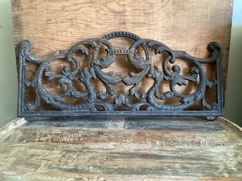 Architectural Salvage Antique GOTHIC Cast Iron Fireplace Grate GRIFFON DRAGONS Cover