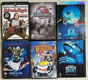6 x DVD Bundle Classic family DVD School of Rock Gremlins ET Iron Giant Jurassic - Picture 1 of 2