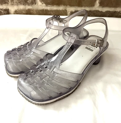 Sandálias plataforma de borracha brilhante transparente para meninas MEL by Melissa VIXEN tamanho 3 - Imagem 1 de 4