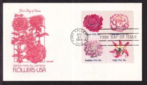 1981 Rose Camellia Dahlia Lily Sc 1876 to 1879 FDC with Artmaster cachet (AF - Picture 1 of 1