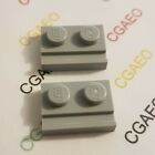 2 X  Lego 32028  Plate, Modified 1 X 2 With Door Rail Light Bluish Gray