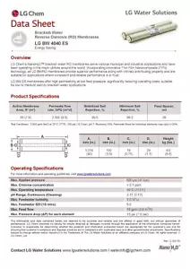 LG BW 4040 ES Brackish Water Membrane 4" x 40" LG Chem - Picture 1 of 1