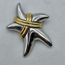 Vintage Park Lane Starfish Brooch Silver And Gold Tone Pin Star