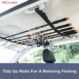 5 Slot Vehicle Fishing Rod Rack Pole Holder Belt Strap Carrier Truck SUV Car 2pc - Picture 1 of 9