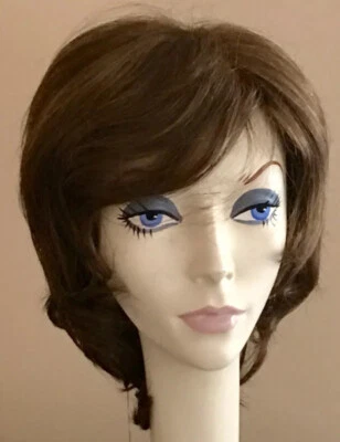 ¡NUEVO CON ETIQUETAS! Peluca JACQUELYN CABELLO HUMANO Mezcla HM Alisa 14-8 MARRÓN Atada a Mano Foto 1 de 4