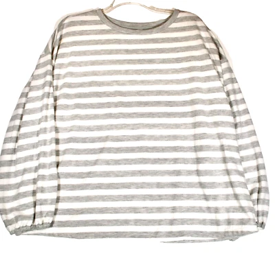 Liz ClaiborneWomen's 3X Pullover Sweatshirt White Gray Stripes Soft Lightweight - Image 1 of 4