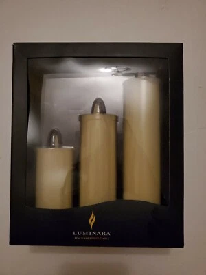  Luminara Vela Llama Bailarina LED Pilar Delgado Marfil Juego De 3 Batería De Cera Real Foto 1 de 4