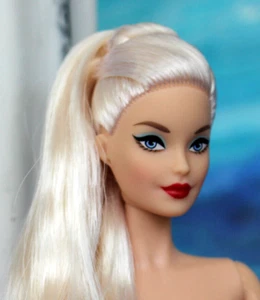 Nude Model Muse Barbie Platinum Blonde High Ponytail Dramatic Cat Eye Dbox4 OOAK - Picture 1 of 9