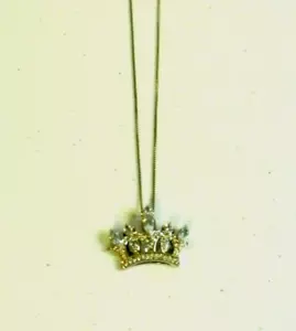 Collar de plata con corona de plata y diamantes colgante de cadena y corona de 10 - Imagen 1 de 7