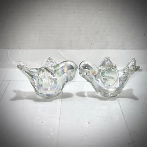 Vintage Iridescent Art Glass Turtle Doves Paperweight Figurines X’s 2 Very Nice - Picture 1 of 9