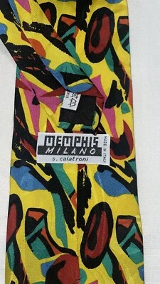 Cravatta vintage Memphis Milano da collezione 100% seta - Imagen 1 de 3