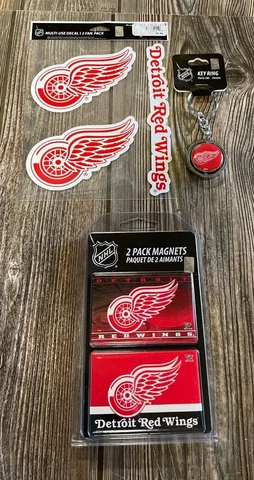 Brand New Detroit Red Wings Fan Pack -Multi-Use Decals-Keychain-Magnet Set Cover