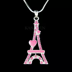 Love ~ Torre Eiffel ~ IN Swarovski Cristallo Parigi Francia Cuore Stella Collana - Foto 1 di 1