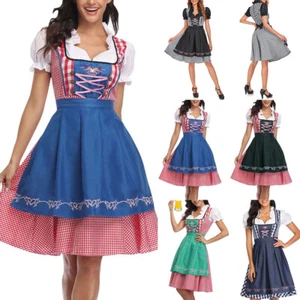 Womens Oktoberfest Beer Maid Costume Ladies Cosplay German Bavarian Dirndl Dress - Picture 1 of 22
