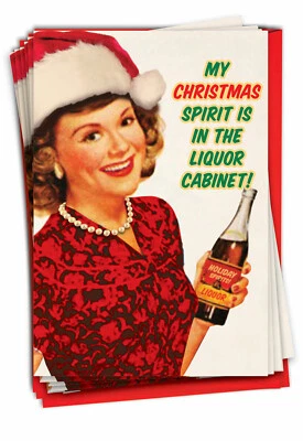 B1141 Juego de 12 Tarjetas/Sobres de Navidad Hilarantes Únicos Espíritu Navidad Foto 1 de 4