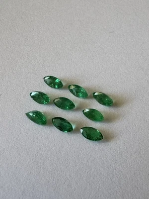 Lote de 9 Piezas Sueltas Natural Verde Esmeralda Forma Marquesa. Peso 0,76 quilates. Foto 1 de 2