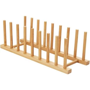 HBlife Bamboo Dish Plate Bowl Cup Book Pot Lid Cutting Board Drying Rack Stand - Picture 1 of 7