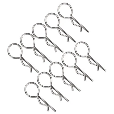 (Silver)10Pcs 10.5MM RC Car Shell Clip RShape Metal Body Clips Pins For 1/5 DS - Image 1 of 4
