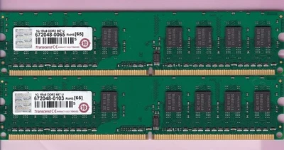2GB 2x1GB PC2 5300 1G 1Rx8 DDR2 667 U TRANSCEND SAMSUNG DESKTOP RAM MEMORY KIT - Image 1 of 2