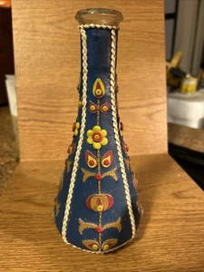 9 "x 4" Ledergebunden Volkskunst Indianer? Arts & Crafts Budvase RAR - Bild 1 von 11