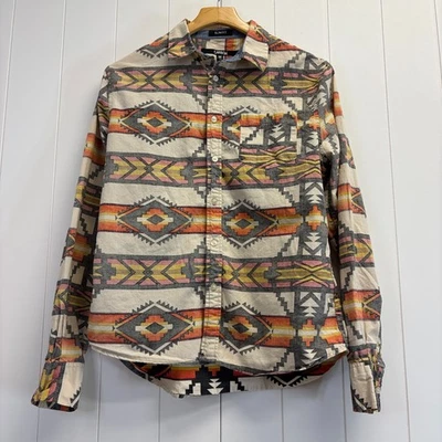 Carbon Mens Slim Fit Southwestern Rodeo Reverse Print Button Up Top Size M Indie - Image 1 of 4