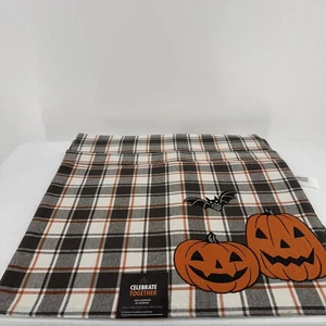 4 Celebrate Together Gingham Plaid Pumpkin Placemats Embroidered Halloween - Picture 1 of 8