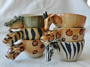 Retro Set 6 Strong Master Stoneware Espresso Cups Safari Animal Handles 70-110ml - Imagen 1 de 24