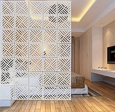 White Hanging Room Divider 12 Pieces Wood-Plastic DIY Panel Screens Partition - Image 1 of 4