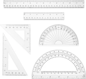 2 Triangle Rulers 45 | 60 Degree 2 Protractors 180 2 Straight Rulers... - Picture 1 of 7