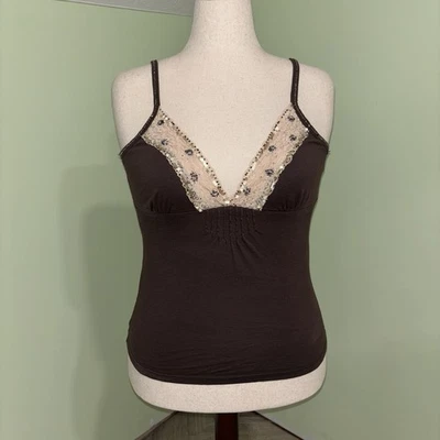 Y2K Xhilaration кружева отделки бисером камзол модальная смесь богемное фея женщин Sz L - Изображение 1 из 4