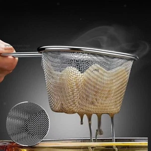 Stainless Steel Food Colander Fry Basket on The Pot Sifter with Handle Pasta - Picture 1 of 6