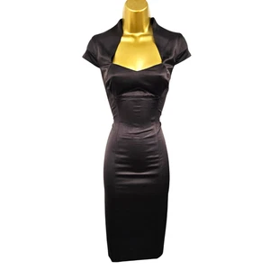Karen Millen UK 10 Vintage Brown Satin Corset Pencil Dress Cocktail Wiggle - Picture 1 of 13
