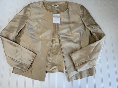 Talbots Women’s 8 Gold Silk Blend Open Front Blazer Jacket NEW - Image 1 of 3