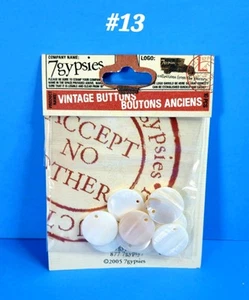 RETIRED RARE 7 GYPSIES VINTAGE PEARL BUTTONS 10 PC. SCRAPBOOK EMBELLISHMENTS #12 - Picture 1 of 2