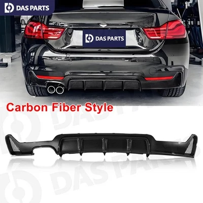 Rear Bumper Lip Diffuser Carbon Style For BMW F32 F33 F36 4 Series M Sport 14-20 - Image 1 of 4